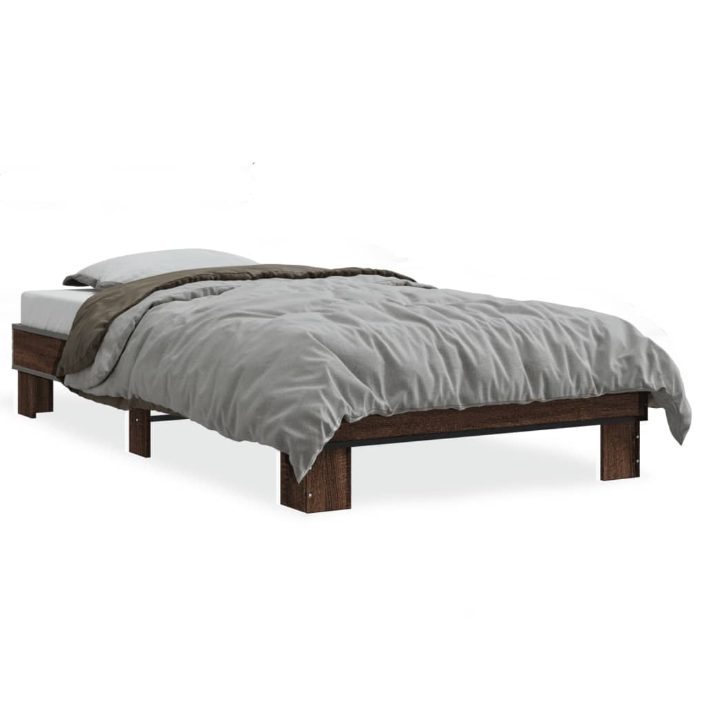 Bed Frame without Mattress Brown Oak 100x200 cm